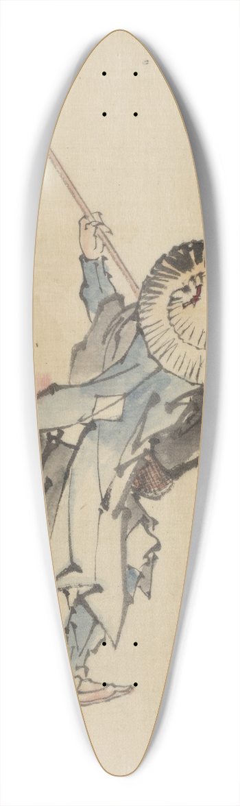 Katsushika Hokusai - Rear view of a man, full-length, standing, wearing several layers of clothing and a rounded-top conical hat 39.3 inch art pintail longboard deck