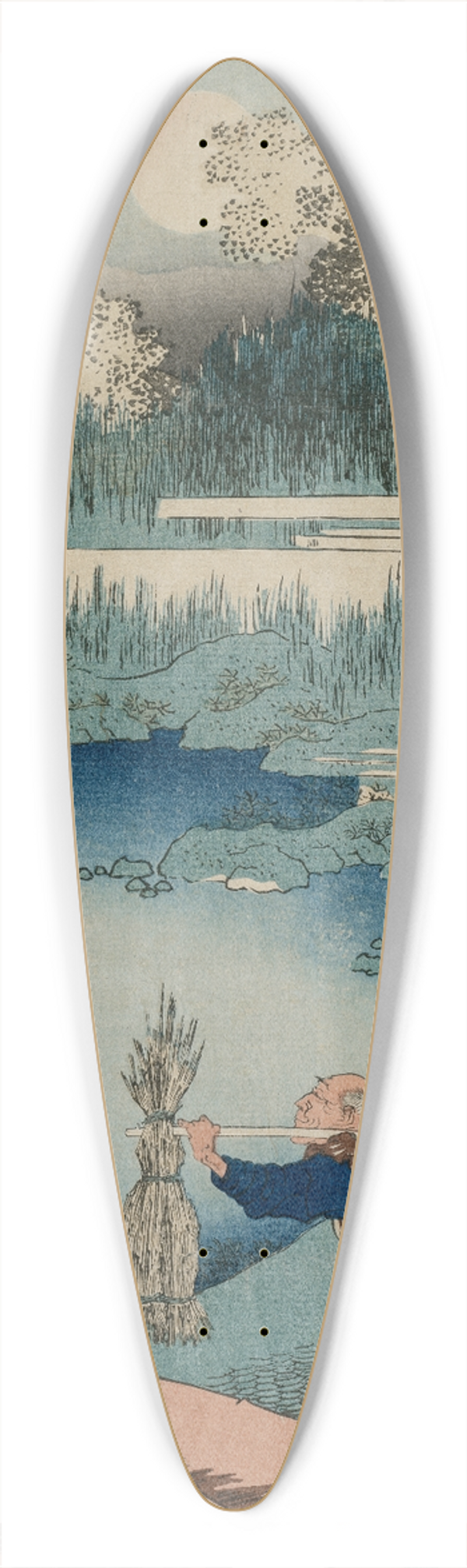 Katsushika Hokusai - The Rush Gatherer, from the series A True Mirror of Chinese and Japanese Poetry 39.3 inch art pintail longboard deck
