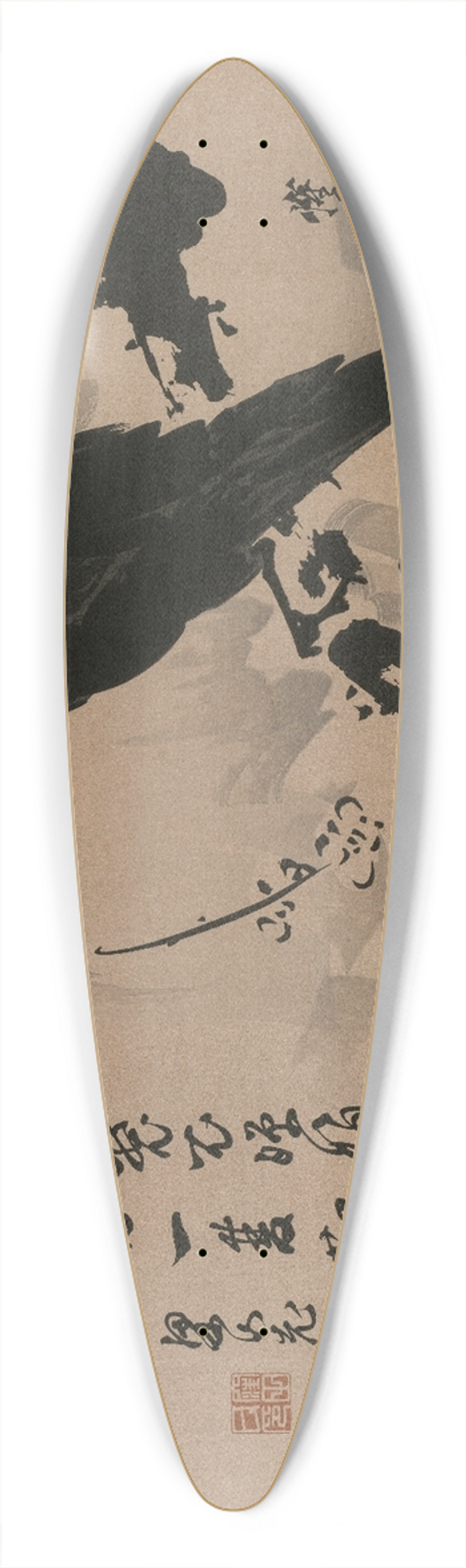 Kawanabe Kysai - Full Moon with Crow on Plum Branch 39.3 inch art pintail longboard deck