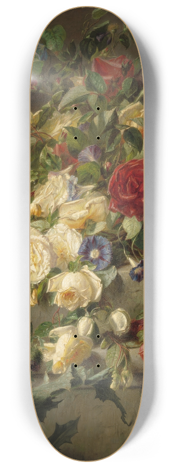 Adriana Johanna Haanen - Bloeiende rozen over een oude balustrade 8.25 inch art skate deck