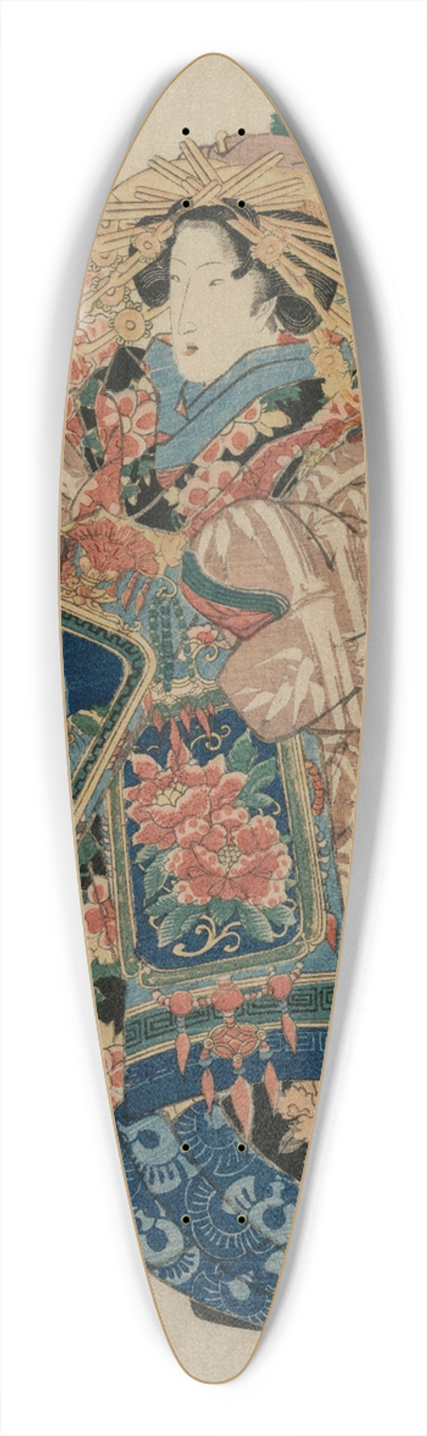 Keisai Eisen - The Courtesan Hanamurasaki of the Tsuchiya (from the series Beauties in their Finery amid Mallow Flowers) 39.3 inch art pintail longboard deck