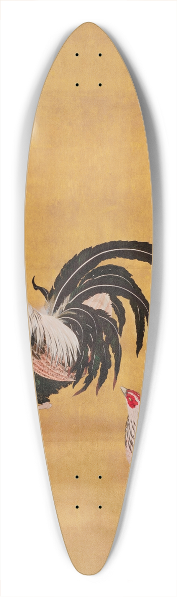 Kishi Ganku - A Japanese scroll depicting a cockerel and hen 39.3 inch art pintail longboard deck