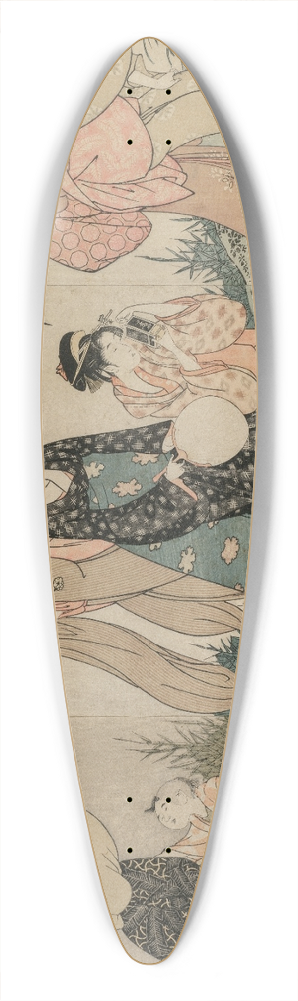 Kitagawa Utamaro - Catching Fireflies 39.3 inch art pintail longboard deck