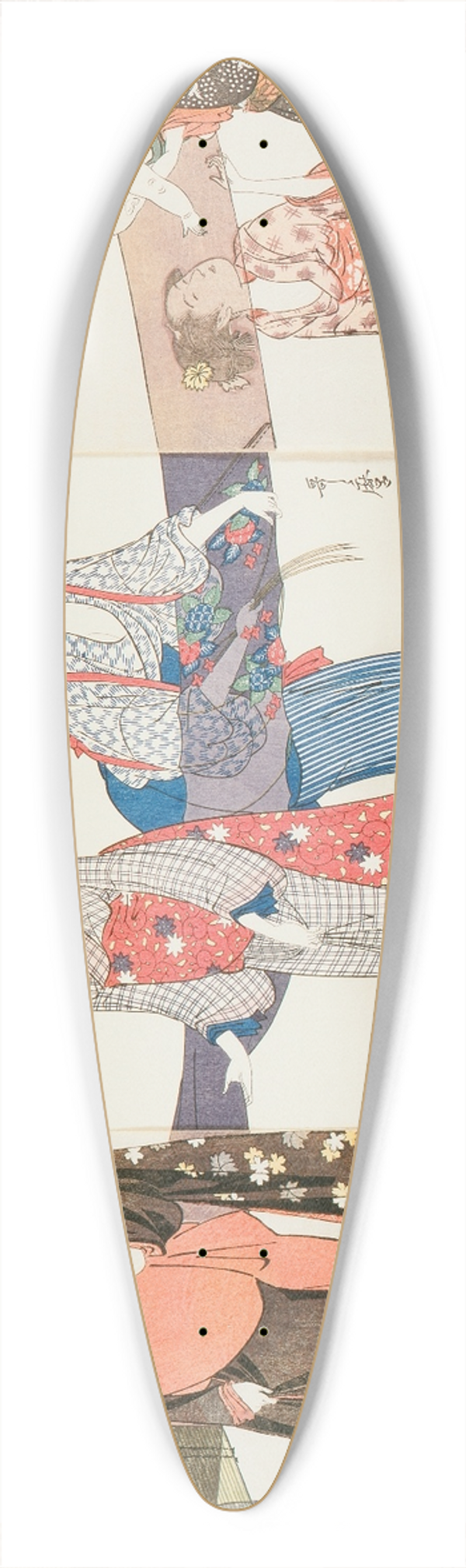 Kitagawa Utamaro - Drying and Stretching Cloth 39.3 inch art pintail longboard deck