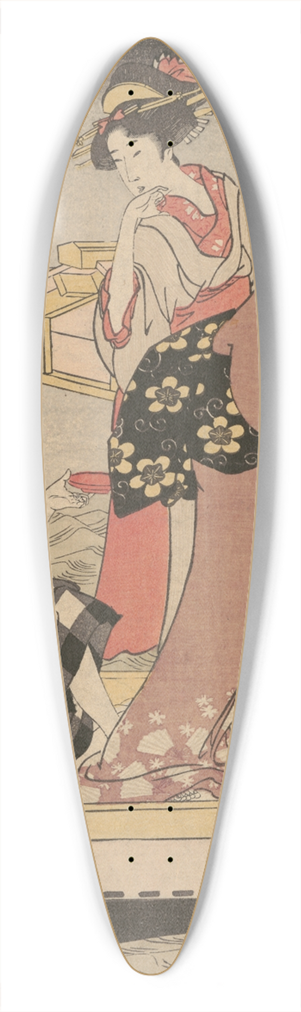 Kitagawa Utamaro - Fishing with a Four-Armed Scoop-net (Yotsu Deami) (left component of triptych) 39.3 inch art pintail longboard deck