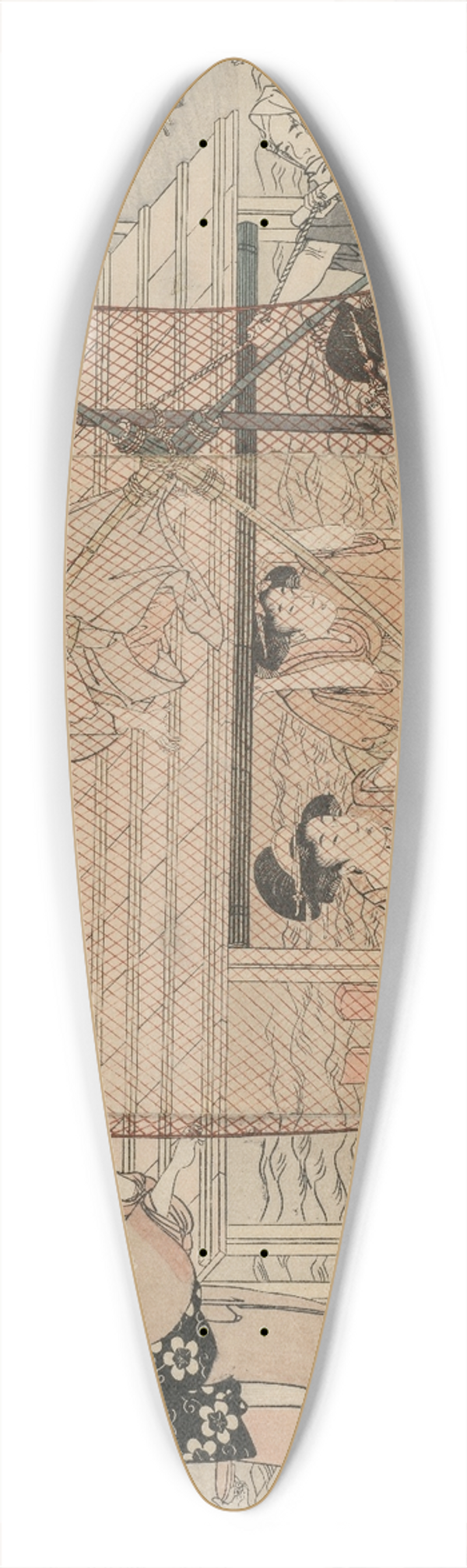 Kitagawa Utamaro - Net Fishing at Night on the Sumida River 39.3 inch art pintail longboard deck