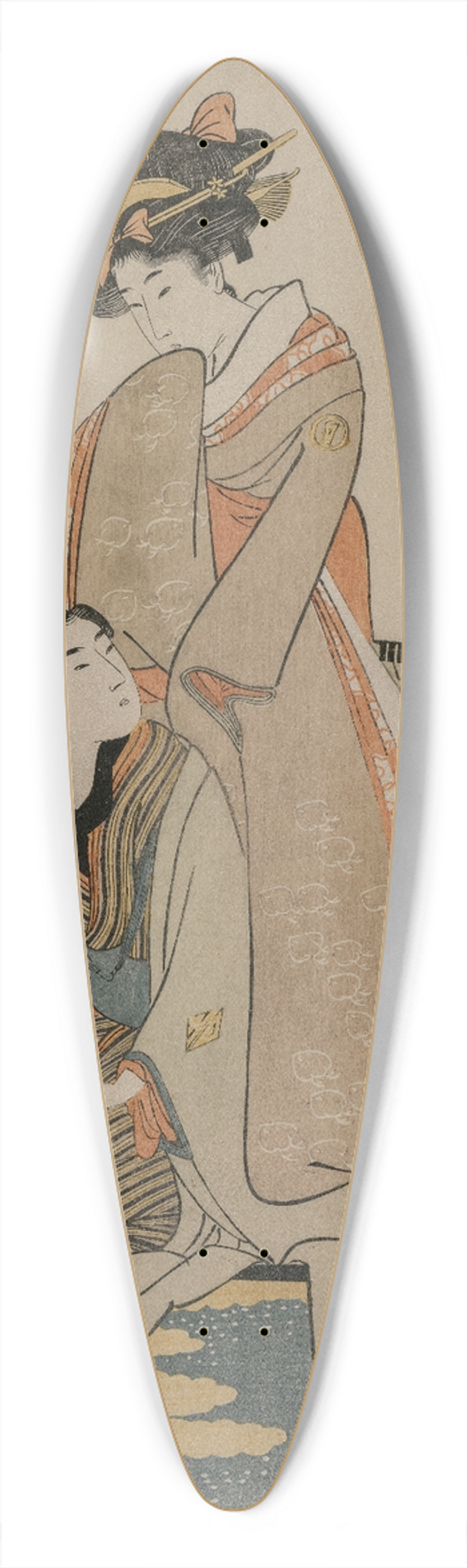 Kitagawa Utamaro - Oshichi and Kichisaburo (from the series Music on the Theme of Constancy in Love) 39.3 inch art pintail longboard deck