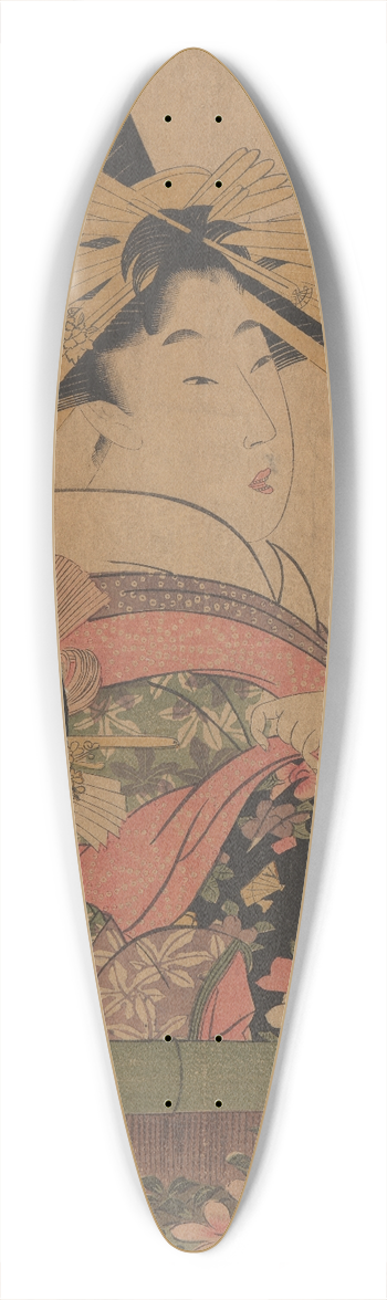 Kitagawa Utamaro - Portrait of Beauty, Hanamurasaki at Tama-ya 39.3 inch art pintail longboard deck
