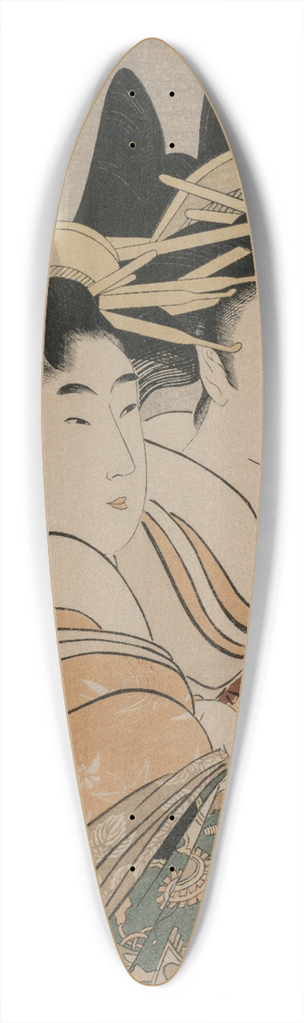 Kitagawa Utamaro - The Courtesans Kasugano and Utahama of Tamaya (from the series A Mirror of Courtesans of the Green Houses) 39.3 inch art pintail longboard deck