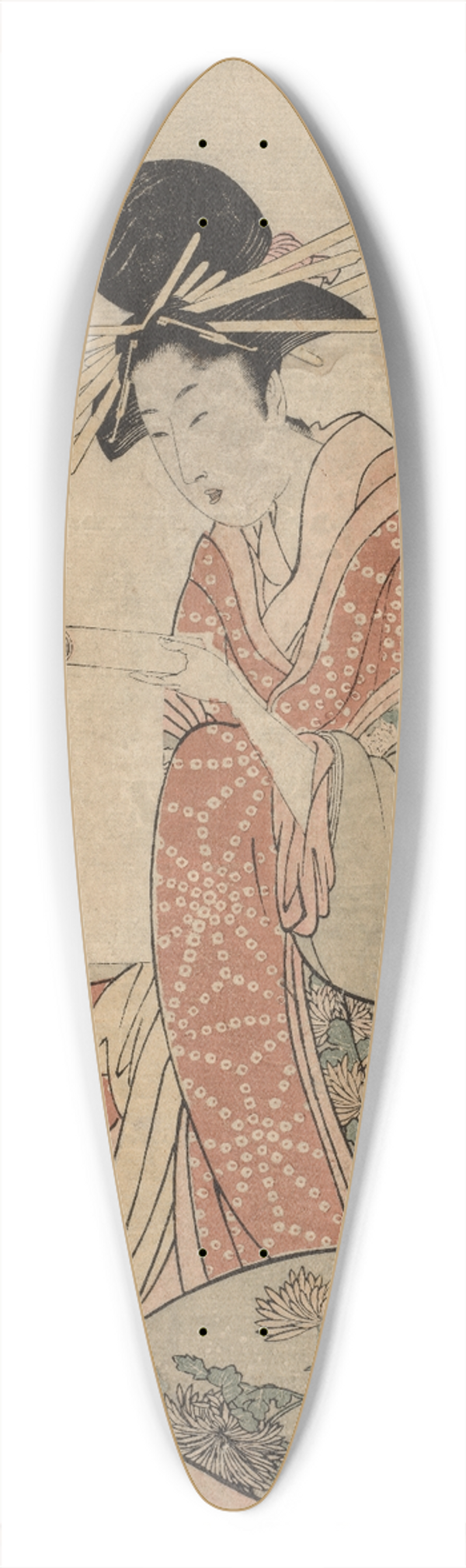 Kitagawa Utamaro - Woman of the Yoshiwara Reading Scroll 39.3 inch art pintail longboard deck