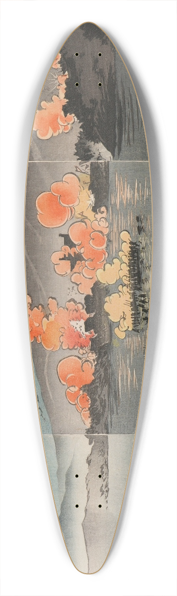 Kobayashi Kiyochika - Our Army Attacks the Chinese Encampment at Pyeongyang 39.3 inch art pintail longboard deck