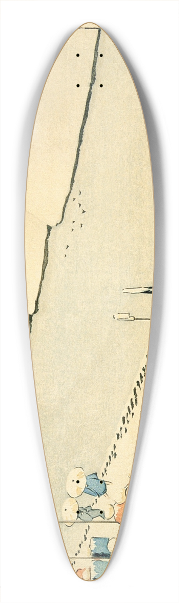 Kobayashi Kiyochika - Snow at Soto-Sakurada, Kasumigaseki 39.3 inch art pintail longboard deck