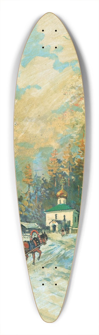 Konstantin Alexeevich Korovin - Traineau se dirigeant vers une chapelle 39.3 inch art pintail longboard deck
