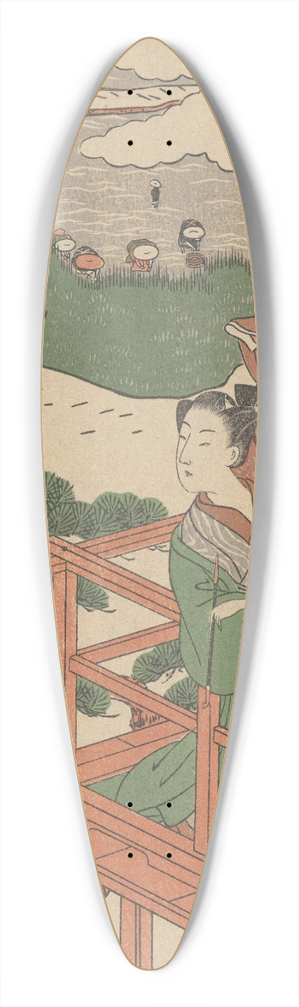 Korysai Isoda - Lovers on a Balcony 39.3 inch art pintail longboard deck
