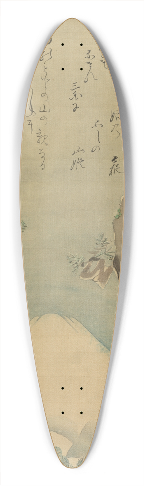 Kubo Shunman - Mt. Fuji through Pines 39.3 inch art pintail longboard deck