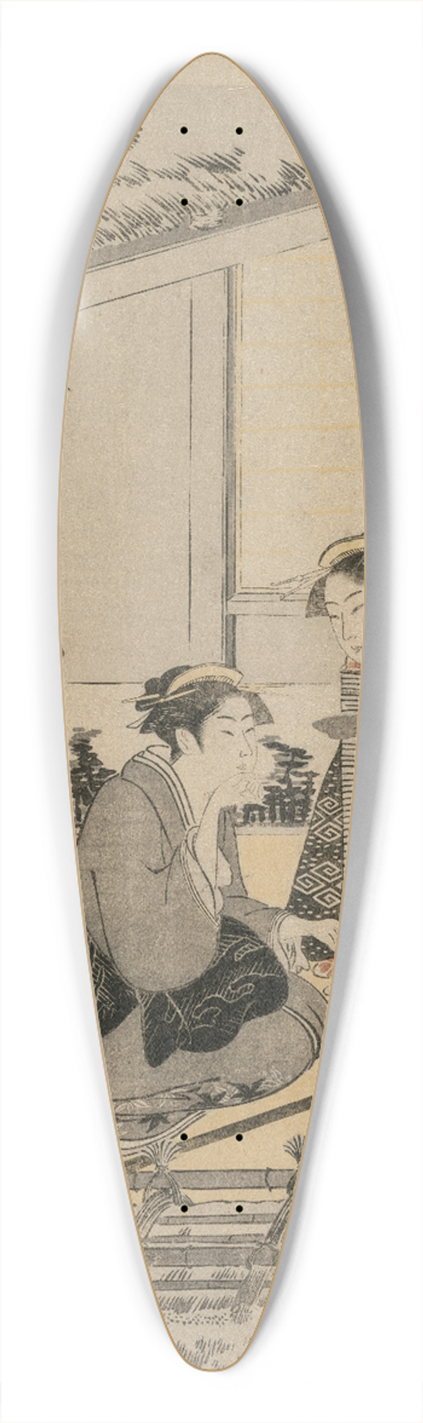 Kubo Shunman - Women in a Tea House 39.3 inch art pintail longboard deck
