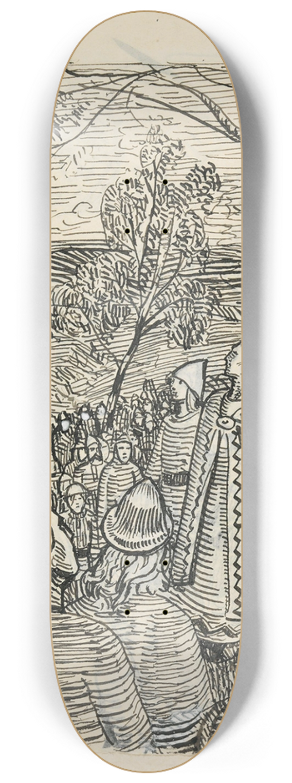 Christian Krohg - Ubenyttet illustrasjon, Snorre Sturlason, Kongesagaer, Kristianina 1899 8.25 inch art skate deck