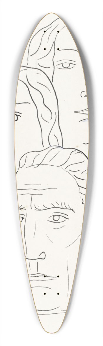 Leo Gestel - Twee vrouwen hoofden en een mannen hoofd 39.3 inch art pintail longboard deck
