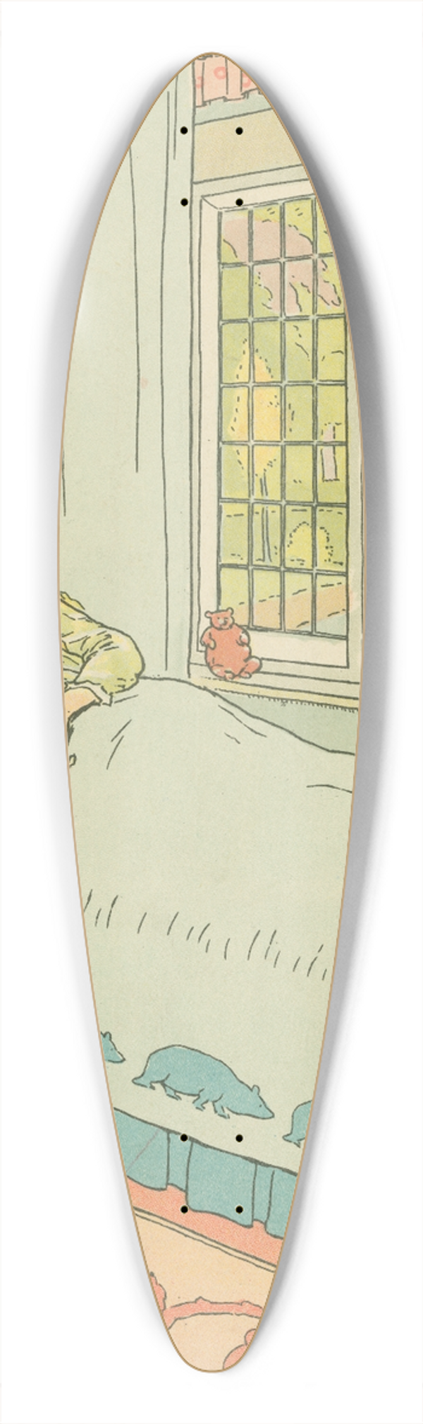 Leonard Leslie Brooke - Goldilocks asleep 39.3 inch art pintail longboard deck