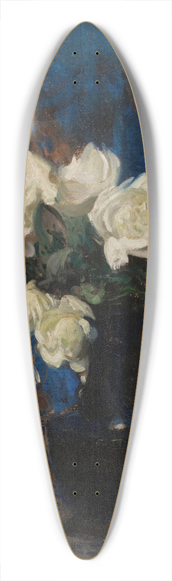 Leon Wyczkowski - White Roses 39.3 inch art pintail longboard deck