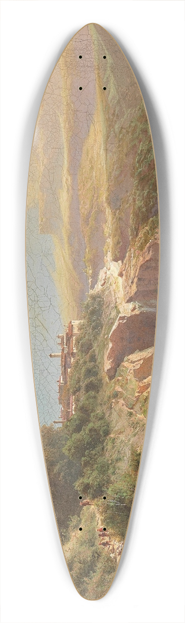 Leopold Heinrich Vscher - View of an Upper Italian Town with decorative figures 39.3 inch art pintail longboard deck