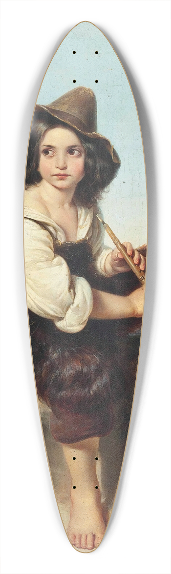 Leopold Pollak - A little shepherd playing the oboe at the Claudia Aqueduct on the Roman Compagna 39.3 inch art pintail longboard deck