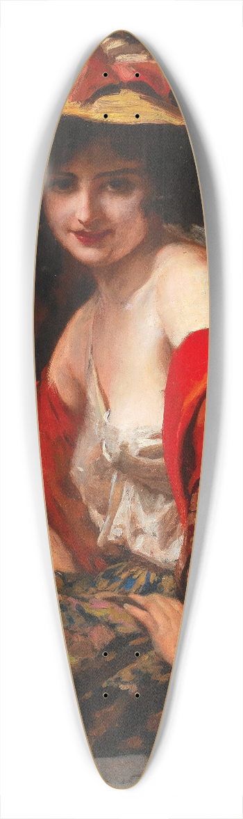 Leopold Schmutzler - A Young Lady With A Straw Hat 39.3 inch art pintail longboard deck