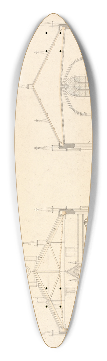 Lewis Vulliamy - Design for a Chapel at Enfield; Transverse Sections of the East and West End 39.3 inch art pintail longboard deck
