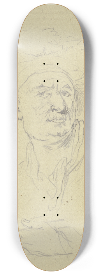 Christian Wilhelm Ernst Dietrich - Brustbild eines Mannes mit Mtze, die linke Hand vor die Brust haltend 8.25 inch art skate deck