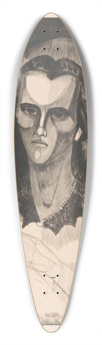Lodewijk Schelfhout - Vrouw met een waaier en een roos 39.3 inch art pintail longboard deck