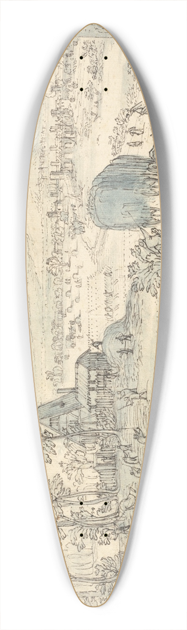 Lodewijk Toeput - Summer Harvest in an Extensive Landscape 39.3 inch art pintail longboard deck