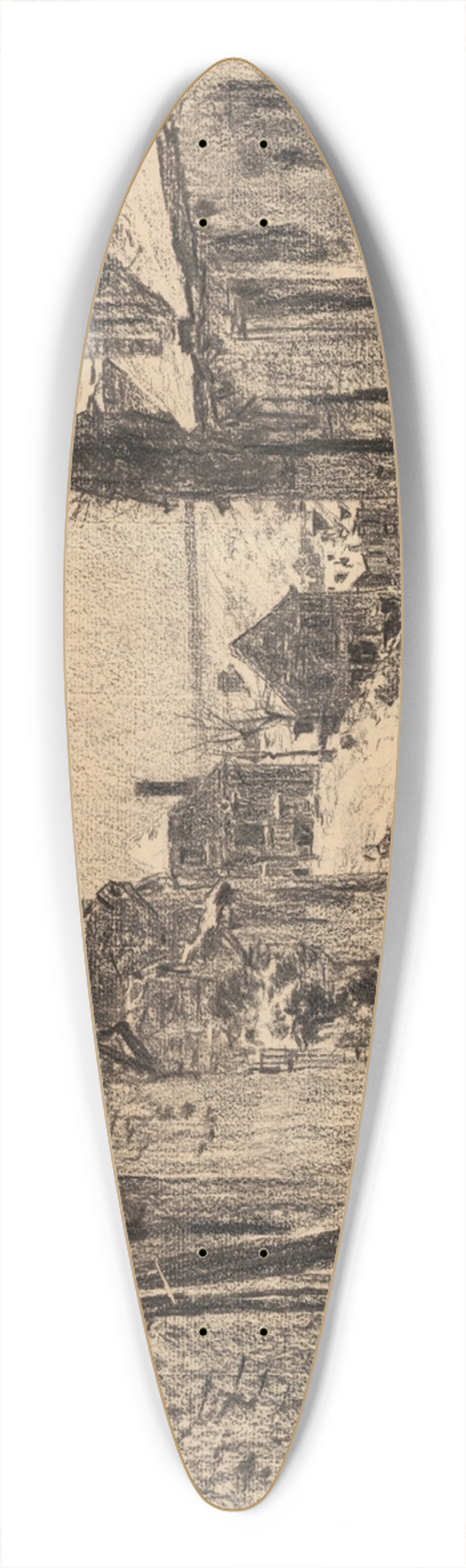 Lon Augustin Lhermitte - Mont-Saint-Pre sous la neige ou Effet de neige 39.3 inch art pintail longboard deck