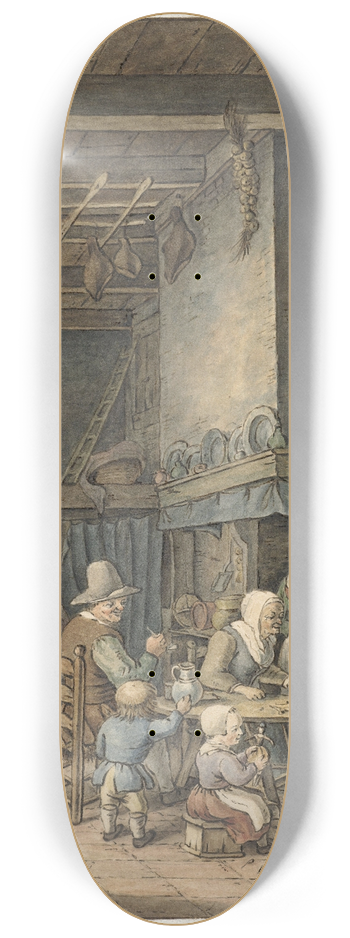 Christina Chalon - Interieur met boerenfamilie rond tafel 8.25 inch art skate deck