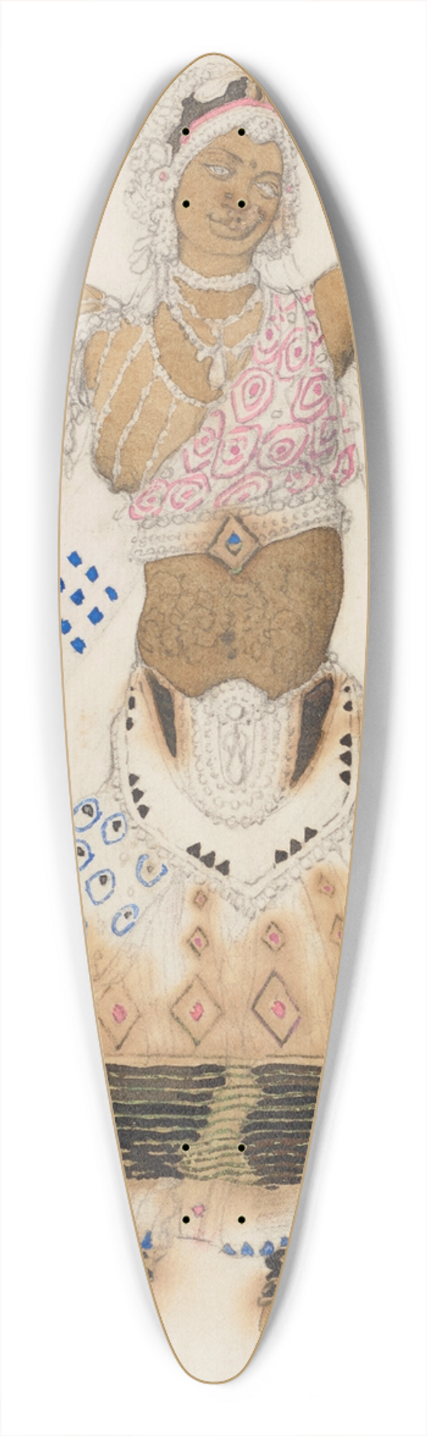 Lon Bakst - Costume design for Le Dieu Bleu; Bayadre 39.3 inch art pintail longboard deck