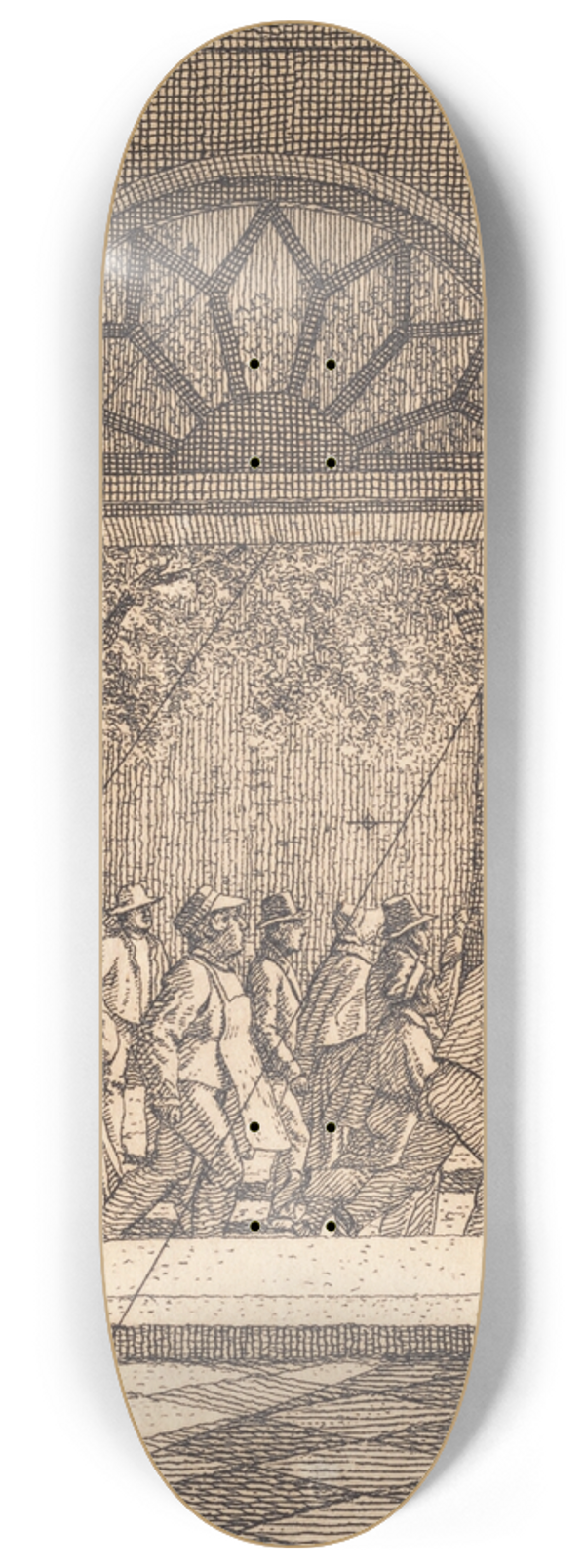 Christoffer Wilhelm Eckersberg - Fra en forstue Illustration til Linearperspectiven , Tavle VI 8.25 inch art skate deck