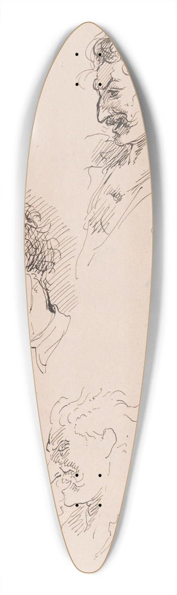 Louis Anquetin - Head Studies 39.3 inch art pintail longboard deck