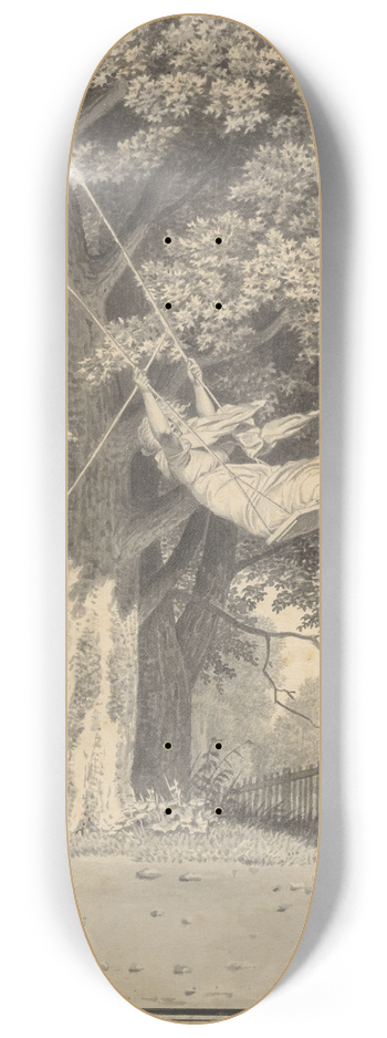 Christoffer Wilhelm Eckersberg - Skovparti ved Skjoldnsholm med en ung mand, der gynger en ung pige 8.25 inch art skate deck