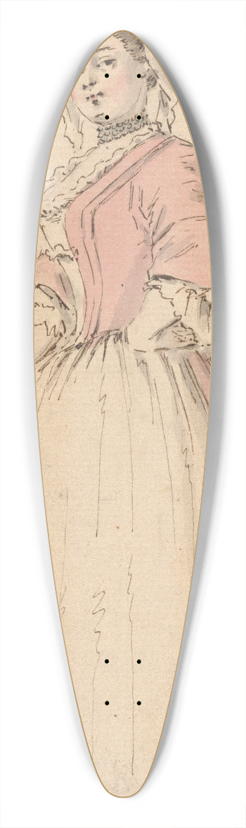 Louis Philippe Boitard - A Young Woman in a Pink Dress 39.3 inch art pintail longboard deck