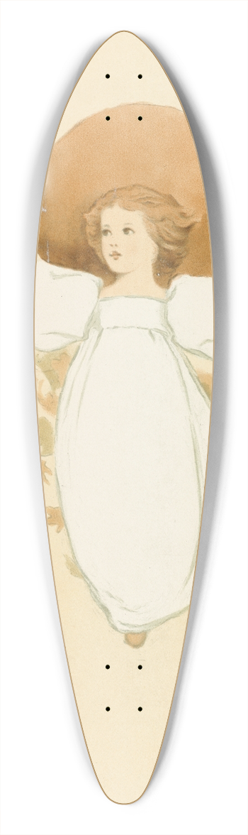 Louis Prang - Little Girl with Leaves 39.3 inch art pintail longboard deck