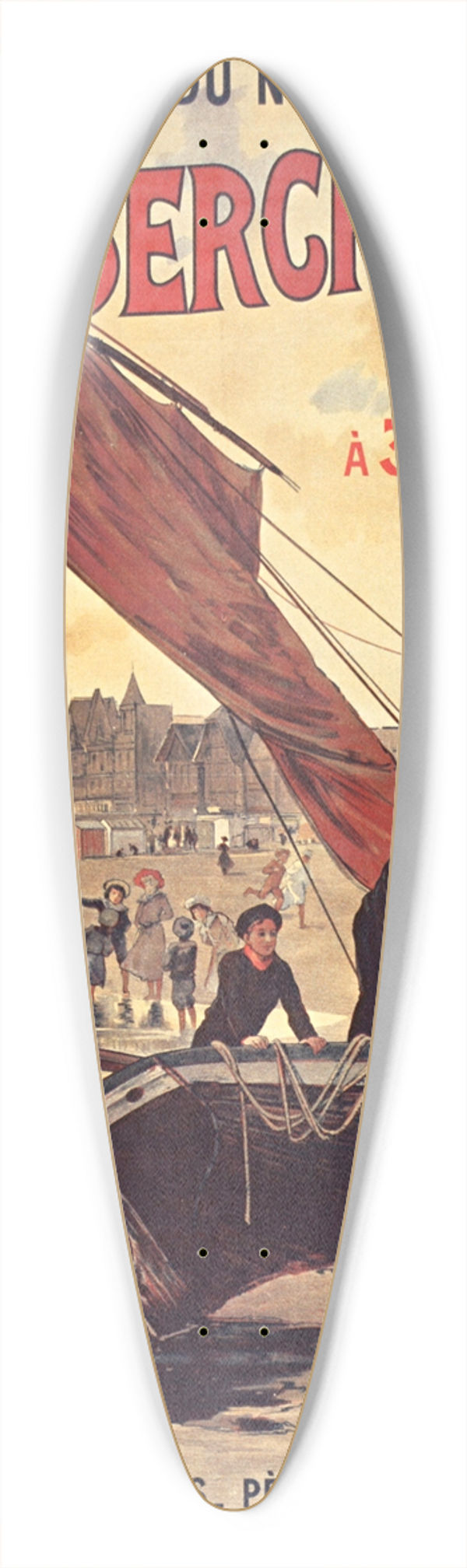 Louis Tauzin - Chemin de fer du Nord. Berck-plage 39.3 inch art pintail longboard deck