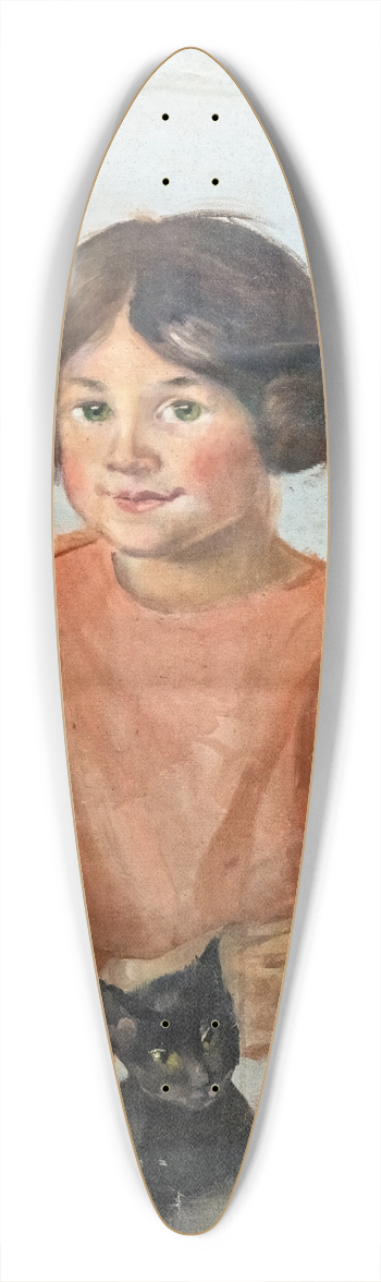 Luce Boyals - Little girl with cat 39.3 inch art pintail longboard deck