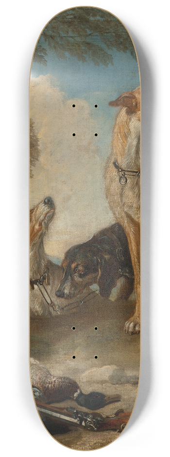Circle Of Frans Snyders - Three Hunting Dogs In A Landscape 8.25 inch art skate deck