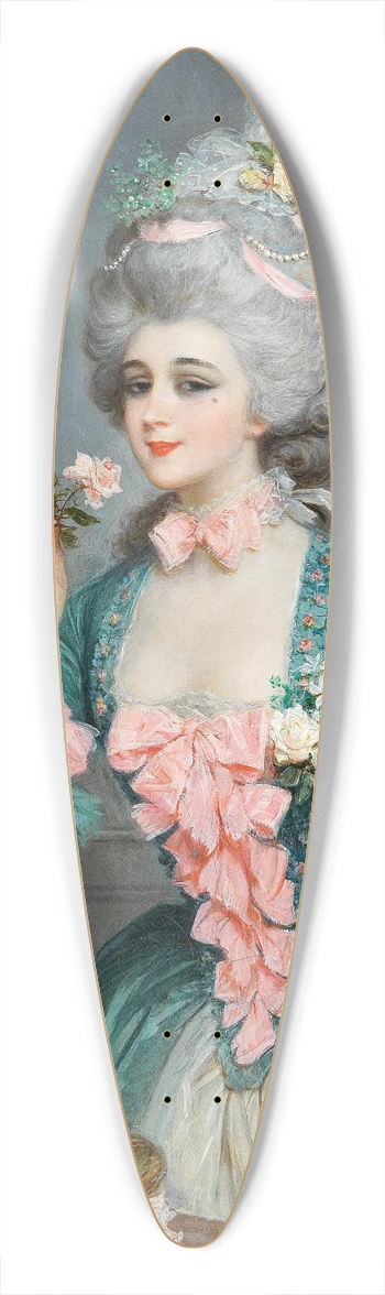 Lucius Rossi - An Elegant Lady with Roses 39.3 inch art pintail longboard deck