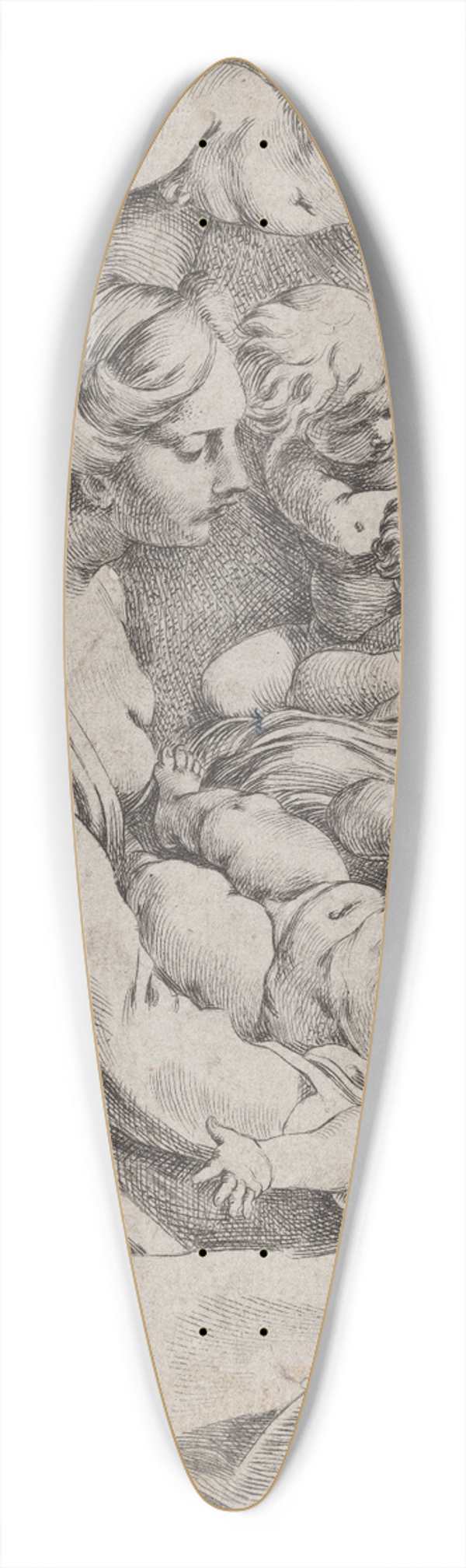 Ludovico Carracci - Madonna and Child with Angels 39.3 inch art pintail longboard deck