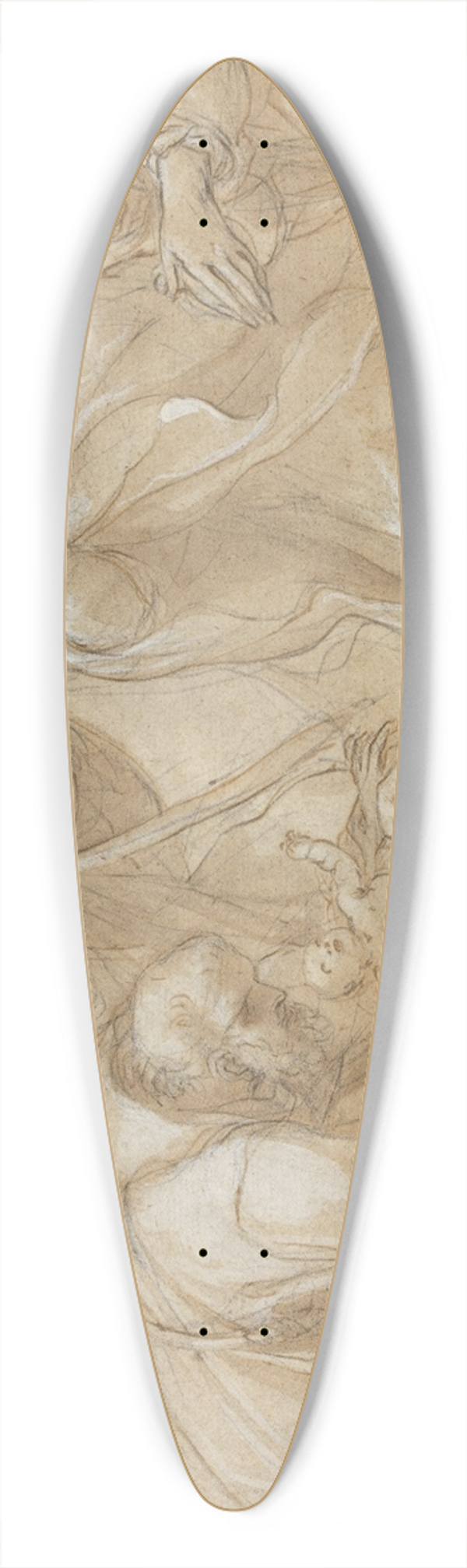 Ludovico Carracci - The Nativity with Saints Francis and Agnes 39.3 inch art pintail longboard deck