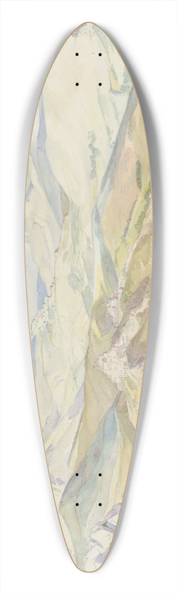 Ludwig Deurer - The Sabine Hills and Rocca Santo Stefano Seen from Civitella 39.3 inch art pintail longboard deck