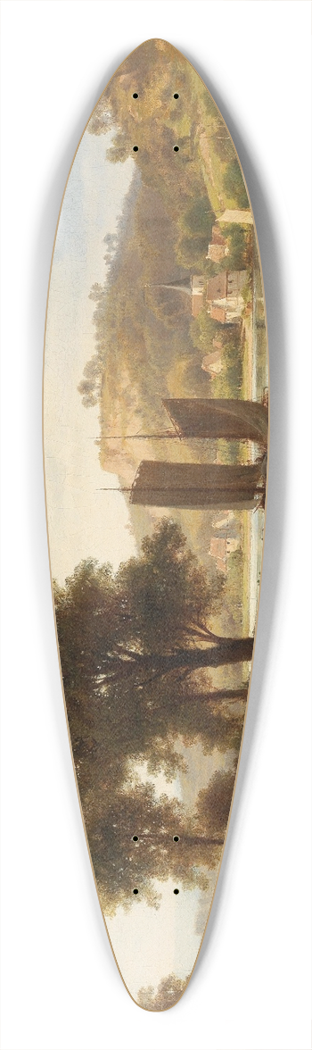 Ludwig Halauska - Village on the Main, near Wrzburg 39.3 inch art pintail longboard deck