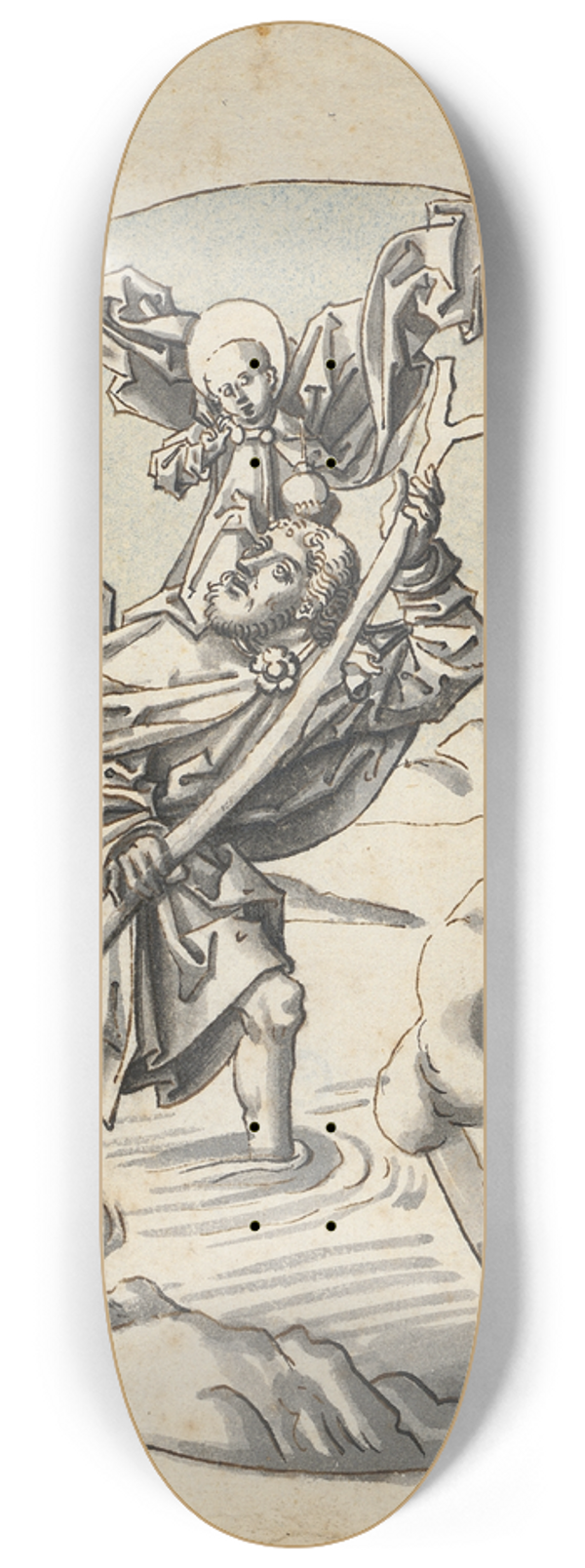 Circle Of Hans Holbein The Elder - St. Christophorus 8.25 inch art skate deck