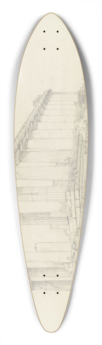 Ludwig Metz - Temple of Juno near Agrigento 39.3 inch art pintail longboard deck