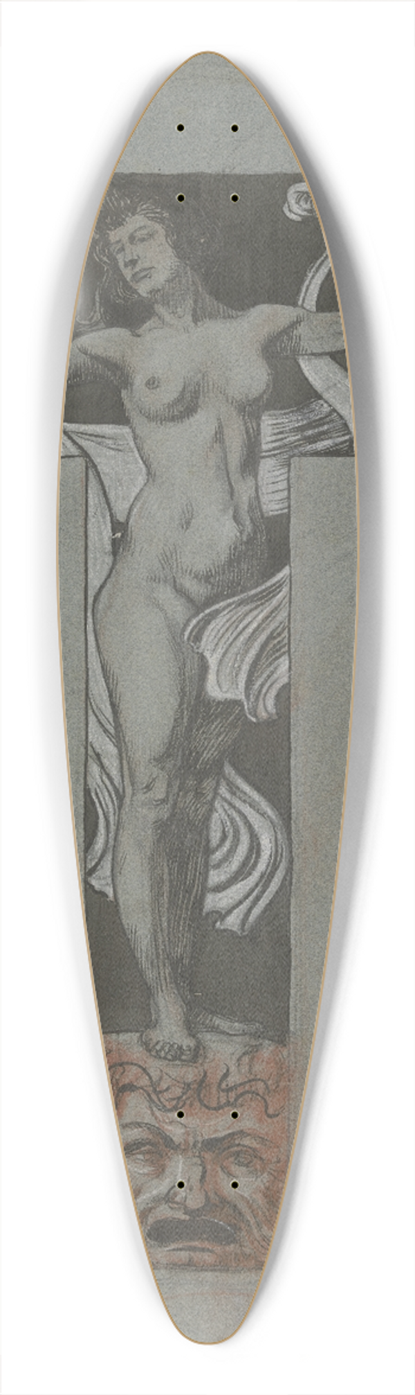 Ludwig Raders - Stehender weiblicher Akt mit ornamentaler Draperie 39.3 inch art pintail longboard deck
